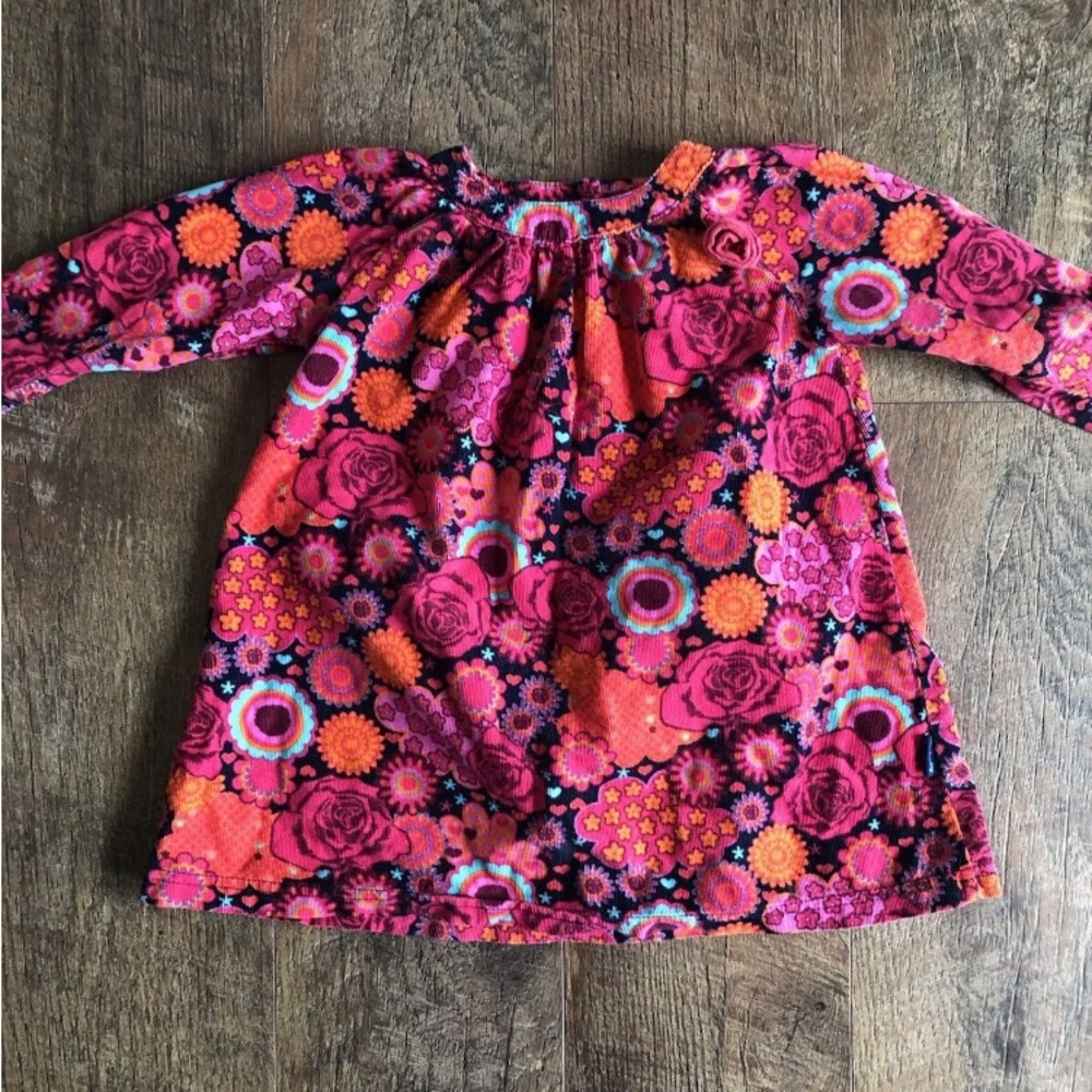 Le*Top Toddler girl Floral 60s style Long Sleeve Multi-colored Dress 24 months
